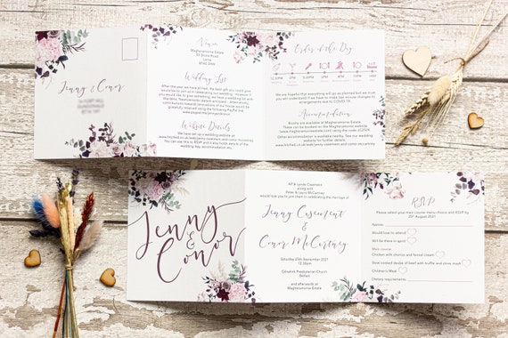 Concertina Floral Wedding Invitation