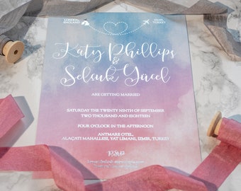 Watercolour Invitation, Ombre Wedding Invitation, Foil Wedding Invitation