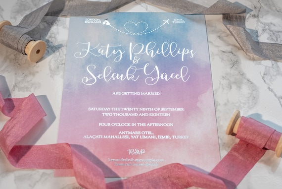 Ombre Watercolour Foil Invitation