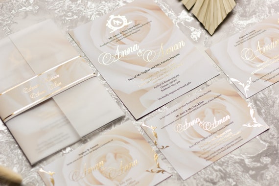 Ivory Rose & Gold Foil Invitation