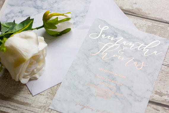 Marble Invitation with Rose Gold Foil