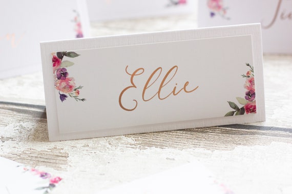 Floral Foil Place Name Cards