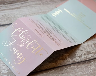 Foil Ombre Concertina Wedding Invitation / Foil Wedding Invitation