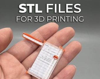 STL files 1:12 scale Paper Cutter with fold out ruler and sliding knob