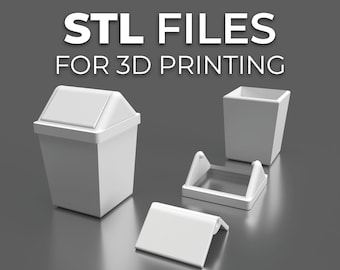 STL files 1:12 scale trash can with swing lid