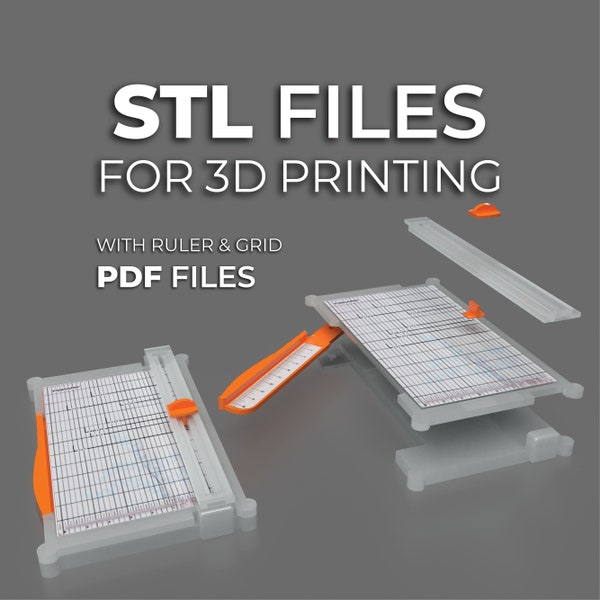 STL files 1:12 scale Paper Cutter with fold out ruler and sliding knob