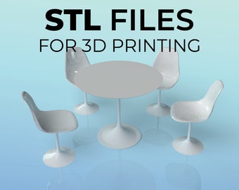 STL files 1:12 scale Tulip Table and Dining Chair