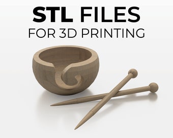 STL file 1:12 scale Yarn Bowl and Knitting Needle