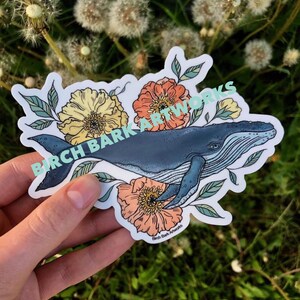 Whale Wildflower Sticker