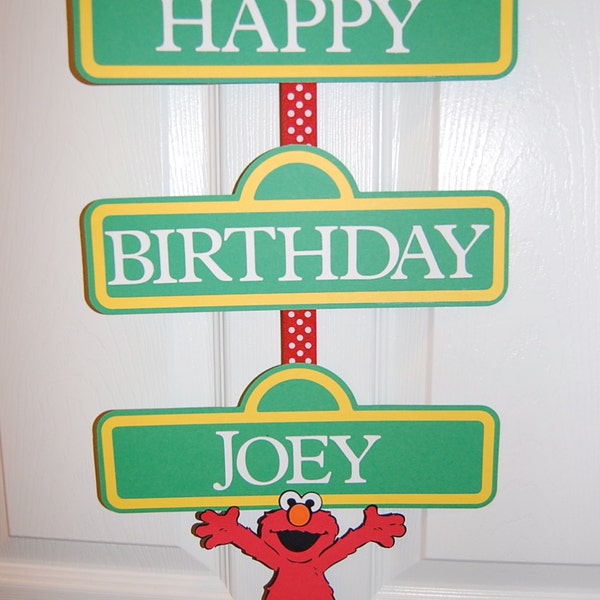 Sesame Street Elmo Inspired Happy Birthday Door Sign or Banner