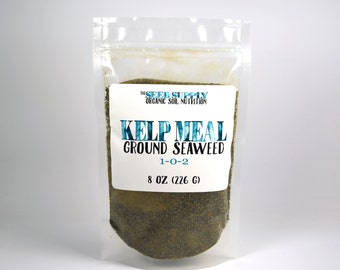 8 Ounces Organic Kelp Meal 1-0-2 Natural Norwegian Kelp Seaweed Fertilizer - Growth Stimulant, Root Development, Improved Soil - Animal Feed