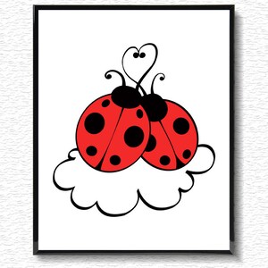 Cute Ladybug Gift, Valentines Day Couples Gift Print, Funny Printable Art Gift Ideas, Ladybug Print, Ladybird Illustration