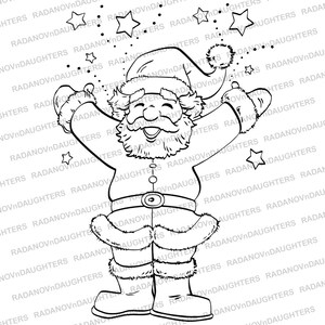 Christmas Digi Stamp with Santa Claus, Instant Download