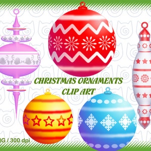 Christmas Ornament Clip Art, Holiday Clipart, Digital Clip Art, Xmas Shapes Clipart, Instant Download