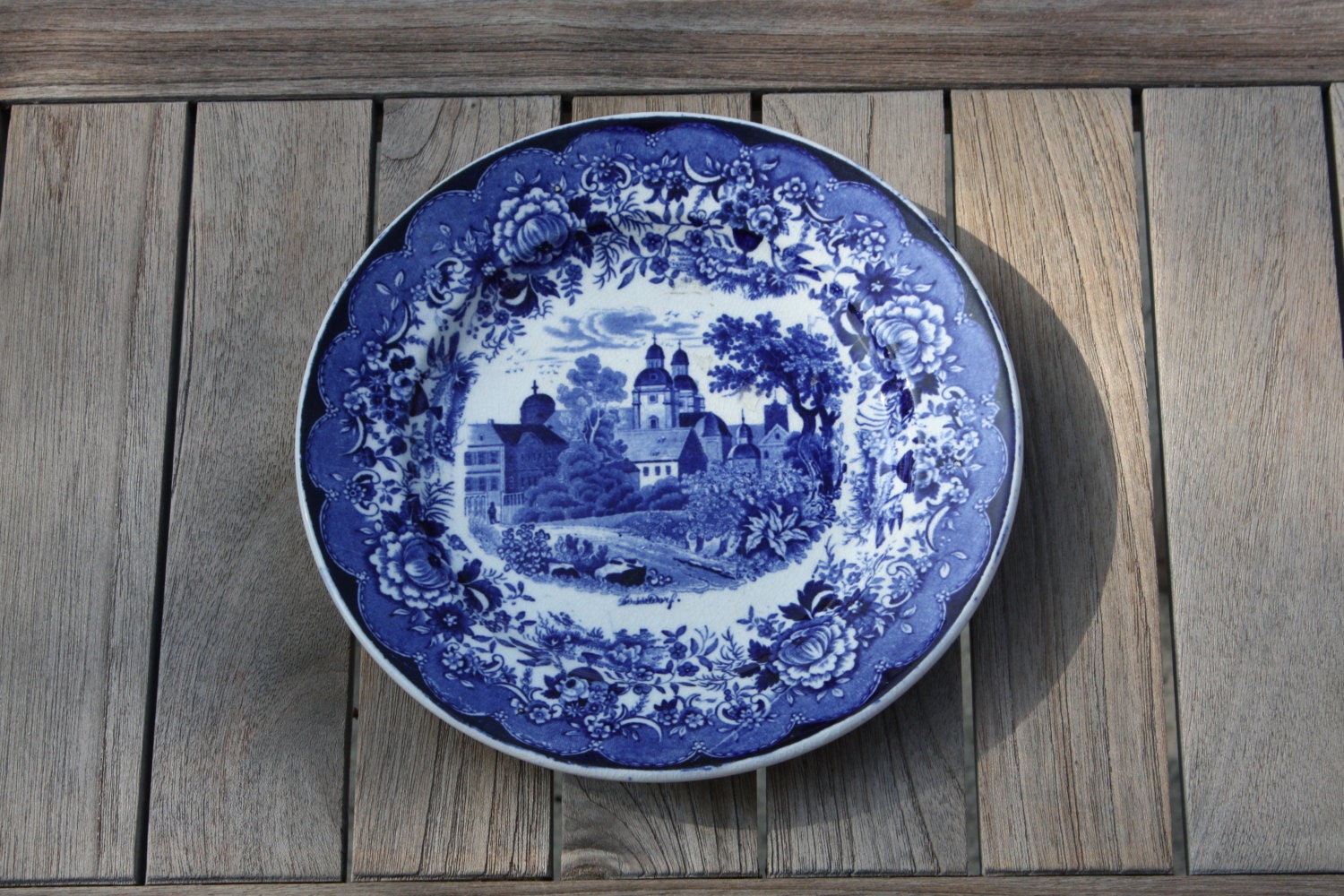 4 1870's German Blue and White Plates Depleting 4 German Cities Etsy