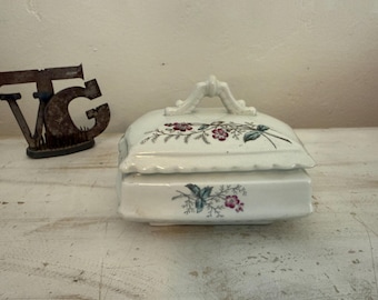 Antique H. Henry Burgess Burslem Ironstone covered soap dish