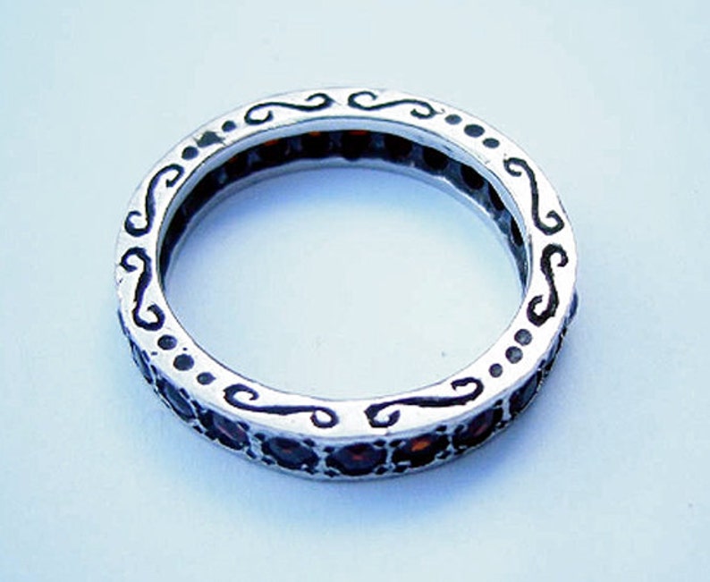 Israeli Rings Garnet Silver Ring Israeli Jewelry Multistone Band Red Stone Ring January Birthstone Silver Garnet Band