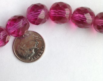 FIVE Rare 11mm Dark Rose Faceted Bead    #GBL6133RO