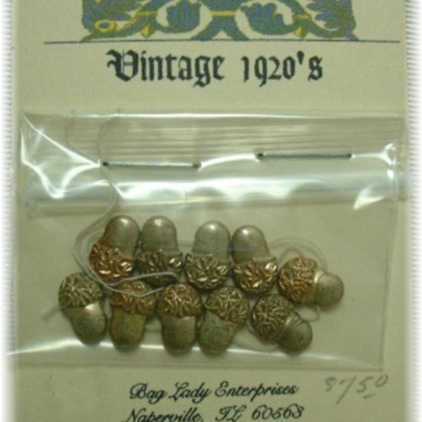 Darling Little Glass Acorn Sew-ons Antique Gold Pkg of 12   #SW22