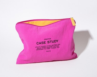 Washed Cotton Zipper Go Pouch – Travel Bag for Cosmetics, Stationery, Pens, Cables & Daily Essentials