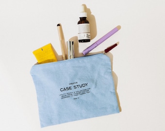Washed Cotton Zipper Go Pouch – Travel Bag for Cosmetics, Stationery, Pens, Cables & Daily Essentials