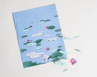 Lily Pond Goal Tracker Art Print with Stickers • Savings Planner