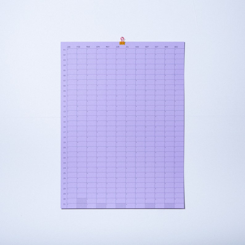 2024 Yearly Wall Planner Lavender / Yearly Organizer / 2024 Wall Calendar / 2024 Planner / Minimal Stationery / Retro Inspired Stationery image 2
