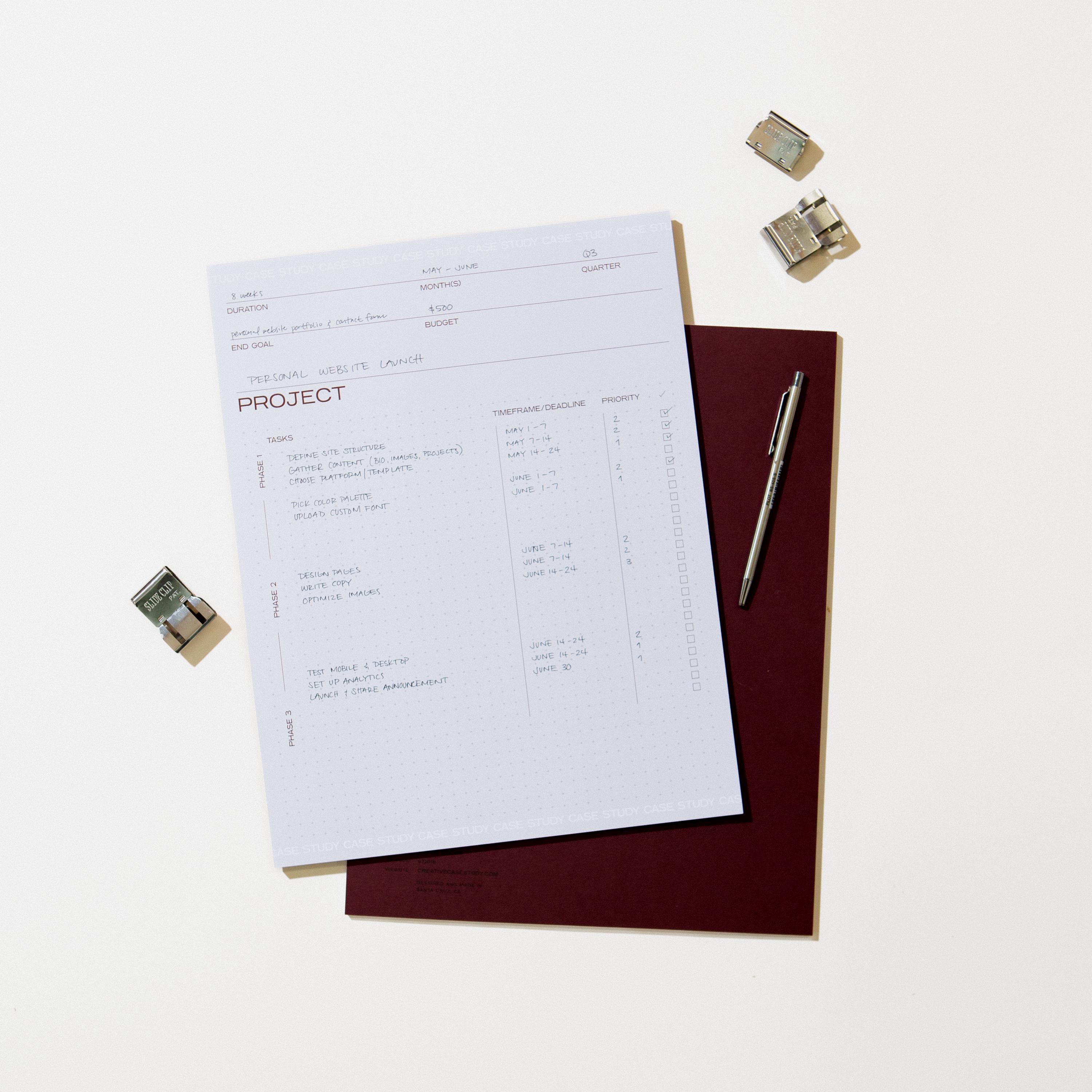 Project Planner Notepad – 30 Sheet Productivity & Task Organizer, Phase ...