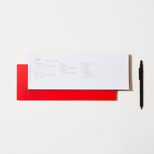 Desk Notepad: Gridded Memo Pad with Red Backing (4x11 Inches)