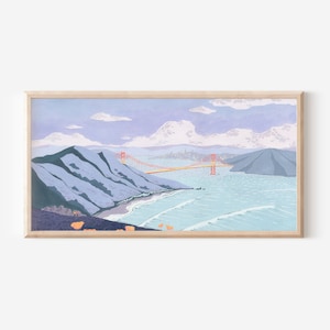 San Francisco Golden Gate Bridge Art Print // Bay Area Art Print // Marin Headlands // San Francisco Painting // Golden Gate Bridge Painting