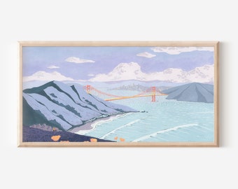 San Francisco Golden Gate Bridge Art Print // Bay Area Art Print // Marin Headlands // San Francisco Painting // Golden Gate Bridge Painting