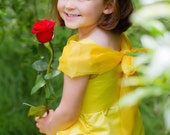 Princess Dress in yellow satin,  Girls costume, Halloween costume, made to order