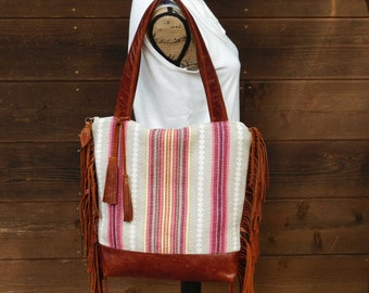 Leather Fringe Purse, Fringe Bag, Hippie Bag, Artisan Bag with Fringe Handbag, Hippie Purse, Aztec Hobo Purse, Large Handbag, Bohemian Bag