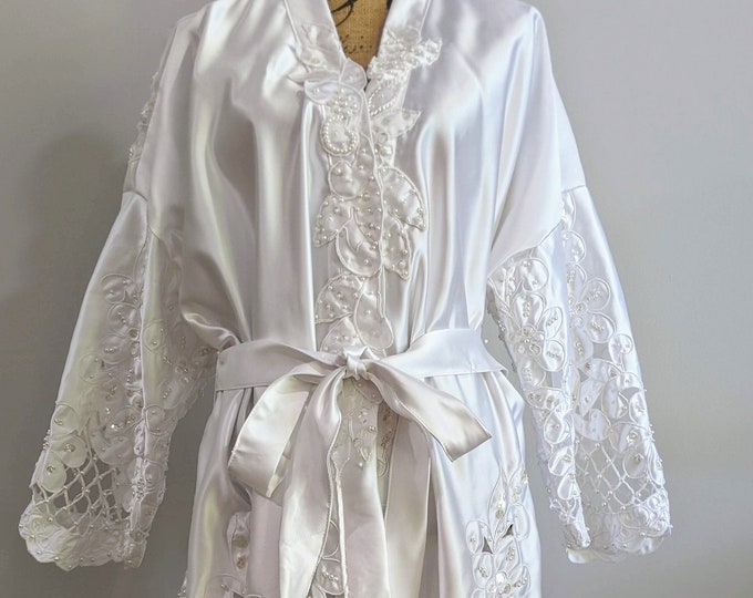 Unpack Moms Wedding Gown, Bridal Robe Made From Moms Wedding Gown ...