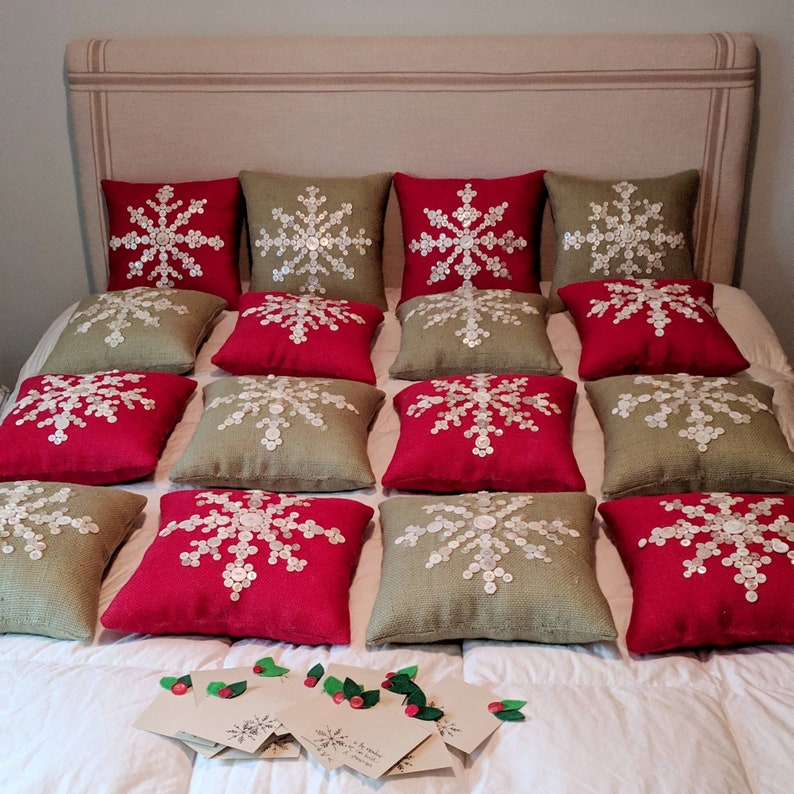 Christmas Pillow Holiday Pillow Snowflake Pillow Christmas Etsy