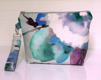 Floral Evening Clutch Purse for Women, Evening Handbag, Blue Clutch Bag, Purple Clutch Bag, Floral Purse, Summer Evening Bag, Vegan Purse