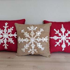 Christmas Pillow, Holiday Pillow, Snowflake Pillow, Christmas Throw Pillow, Christmas Decorative Pillow, Red Snowflake Ready to ship,