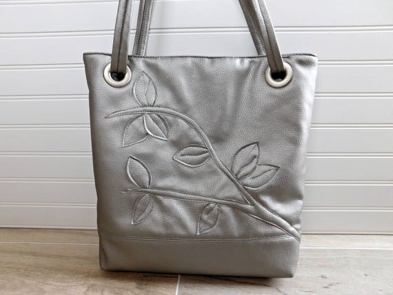 silver grey handbag