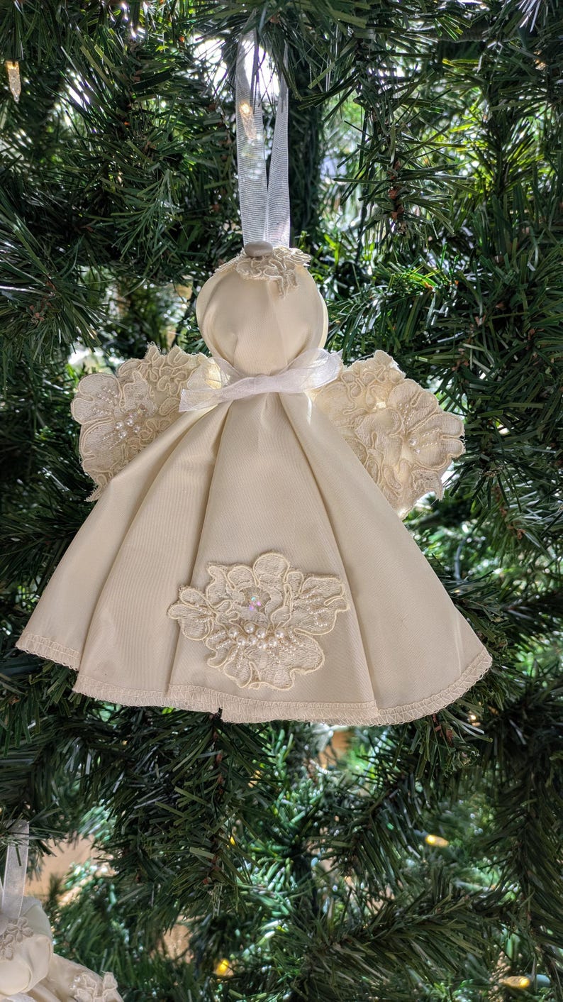 Ornaments from Wedding Dress, Wedding Ornaments heirloom, Angels Ornaments from Dress, Repurpose Wedding Dress, Ornament Gift for Family. image 13