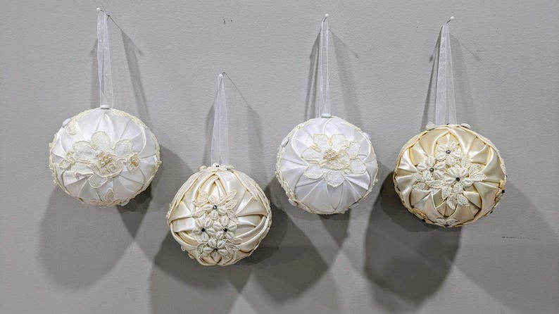 Ornaments from Wedding Dress, Wedding Ornaments heirloom, Angels Ornaments from Dress, Repurpose Wedding Dress, Ornament Gift for Family. image 8