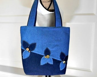 Denim Handbag for Women Work Bag, Denim Bag, Denim Shoulder Bag, Bucket Bag Tote, Denim Tote Bag with Pockets, Laptop Tote, Crossbody Bag