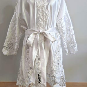 Bridal Robe for Wedding Day, Heirloom Wedding Robe from Moms Dress, Keepsake Wedding Apparel, Wedding Day Robe for Bride, Get ready Robe