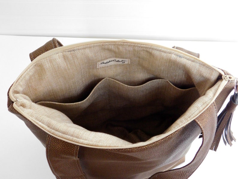 Vegan Leather Tote With Zipper Evening Handbag Handmade Etsy