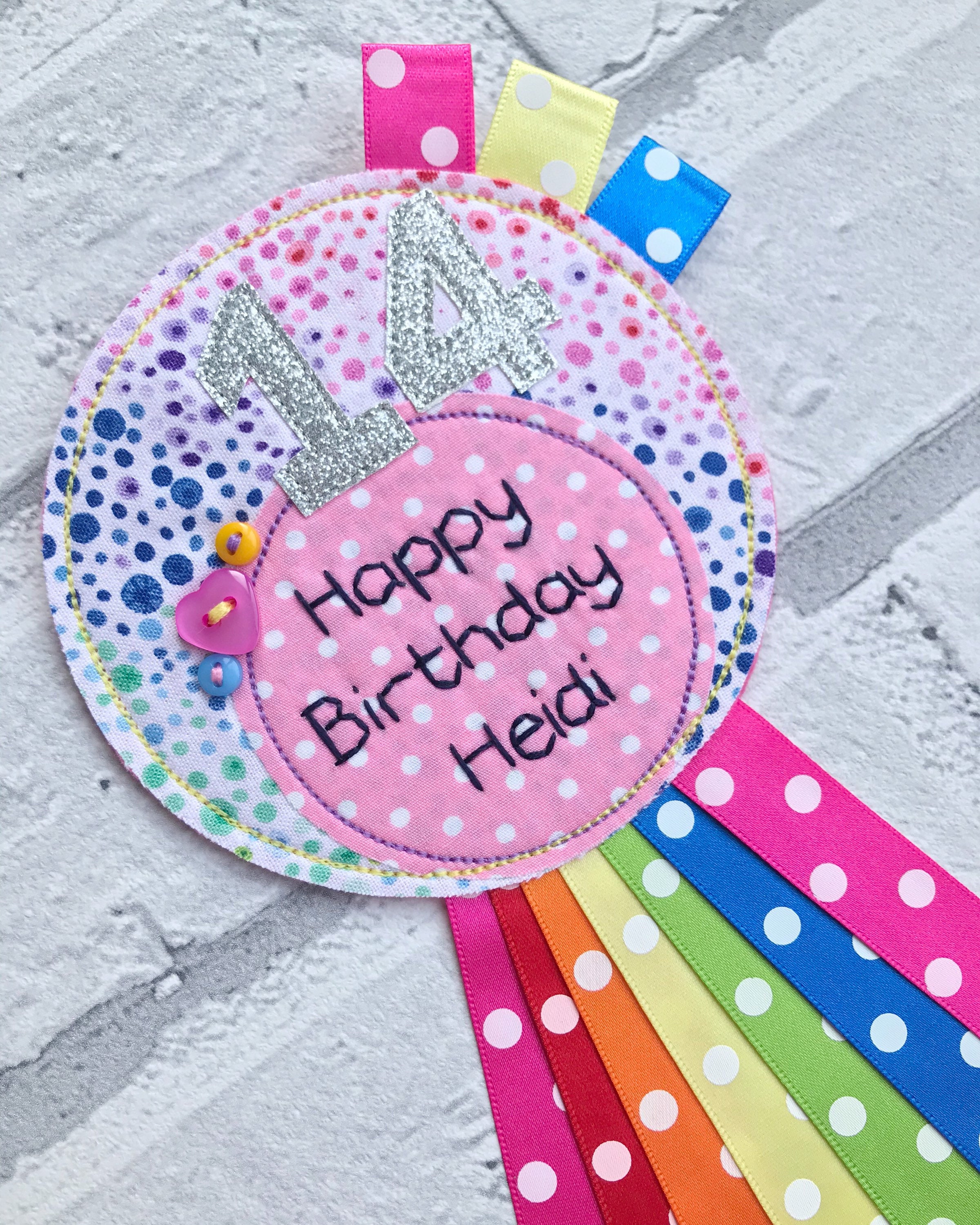 Rainbow Rosette Birthday Badge Bubble Birthday Badge - Etsy UK