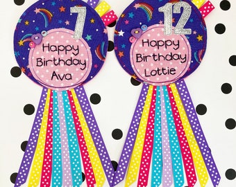 Personalised Star Birthday Badge, Girls Keepsake Gift, Shooting Star Rosette