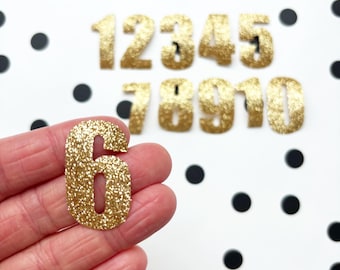Iron-On Numbers: Gold or Silver Glitter HTV, 3.5cm (2 Sets)