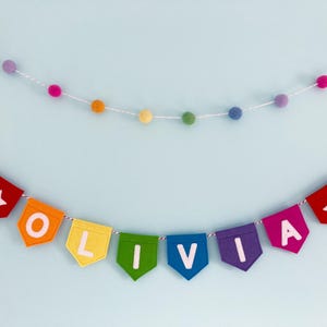 Rainbow Felt Letter Bunting: Personalised Nursery Decor