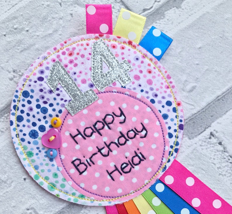 Rainbow Rosette Birthday Badge Bubble Birthday Badge - Etsy UK