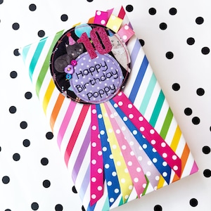 Personalised Cat Birthday Rosette Badge: Party Favor Keepsake