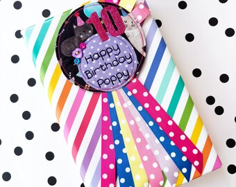Personalised Cat Birthday Rosette Badge: Party Favor Keepsake